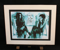 Bela Lugosi's Shed — limited edition giclée print, two goth women outside a Brighton beach hut in teal, 255x305mm