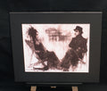 Deckchairs — limited edition giclée print, two goth figures in deckchairs on Brighton beach in sepia, 255x305mm
