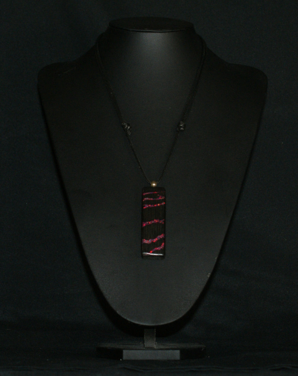 Ancient Bog Oak & Crushed Opal Pendant Necklace – One of a Kind