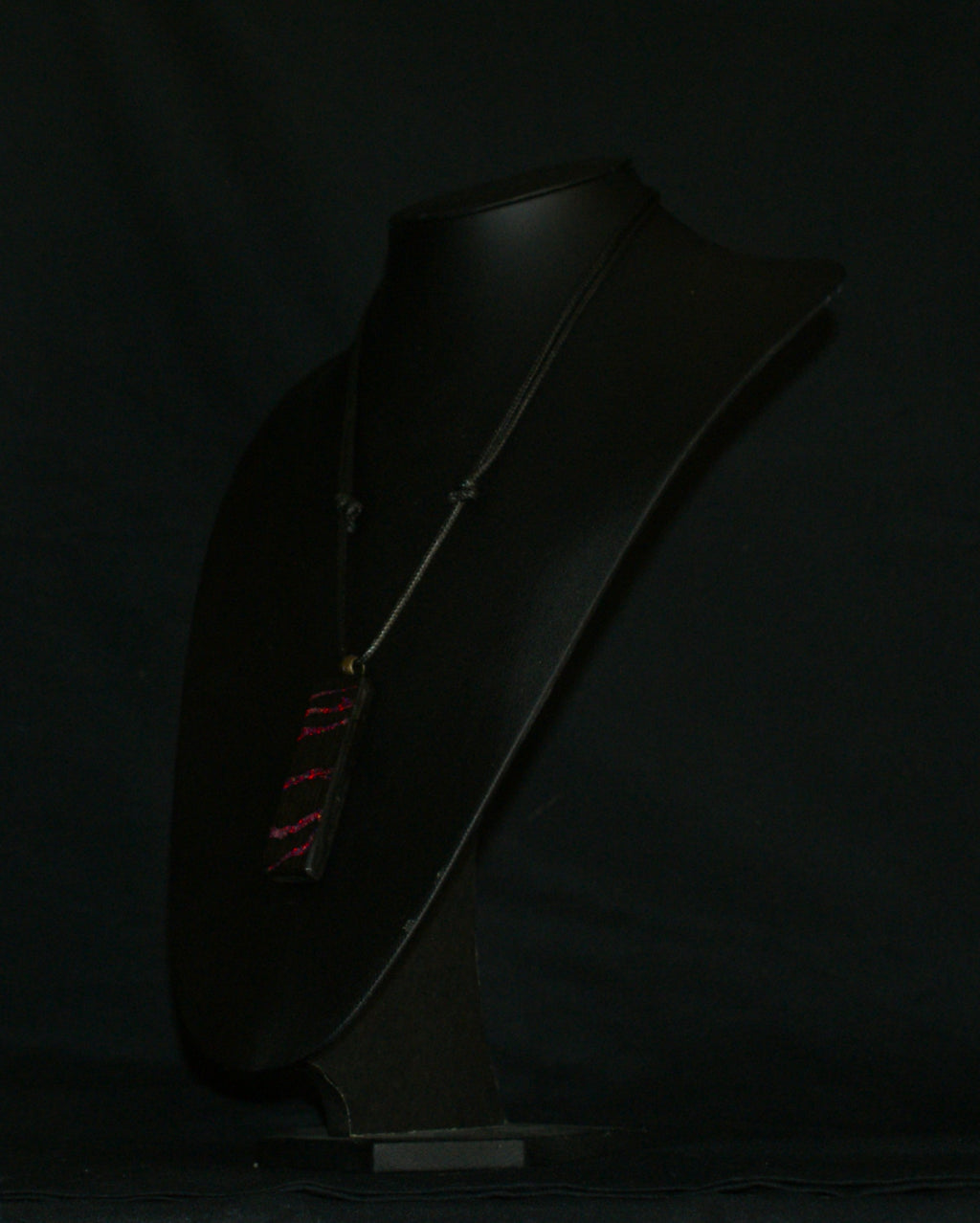 Ancient Bog Oak & Crushed Opal Pendant Necklace – One of a Kind