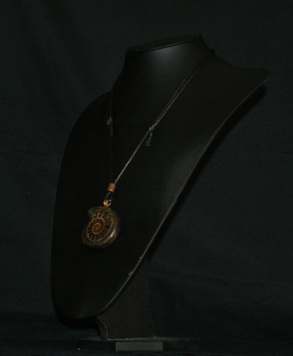 Ancient Bog Oak & Madagascan Ammonite Pendant Necklace – One of a Kind
