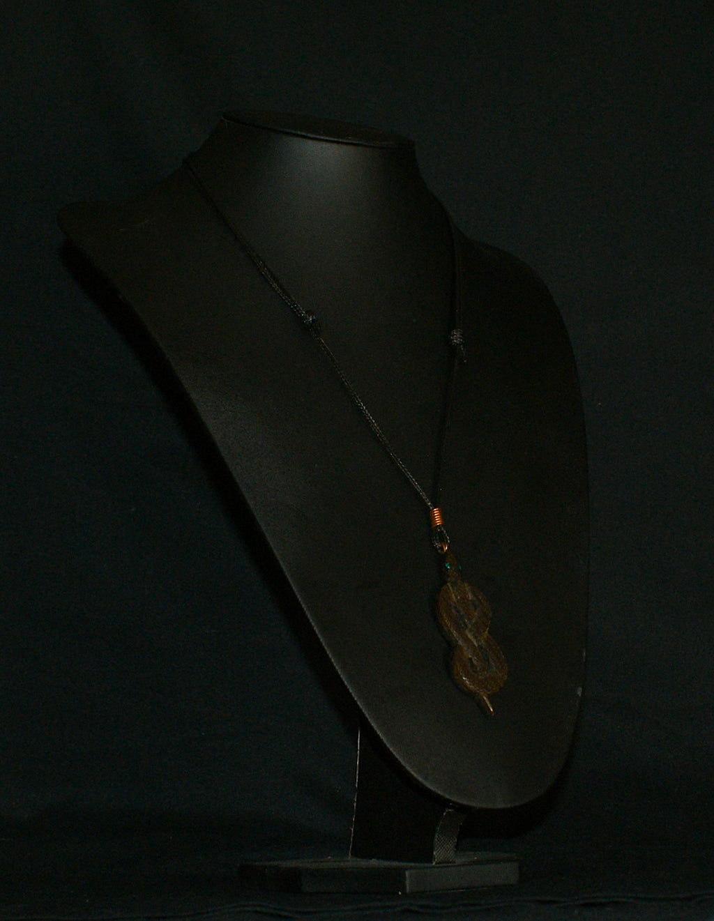 Ancient Bog Oak Snake Pendant – Crushed Opal Eyes & Handmade Copper Bail – One of a Kind