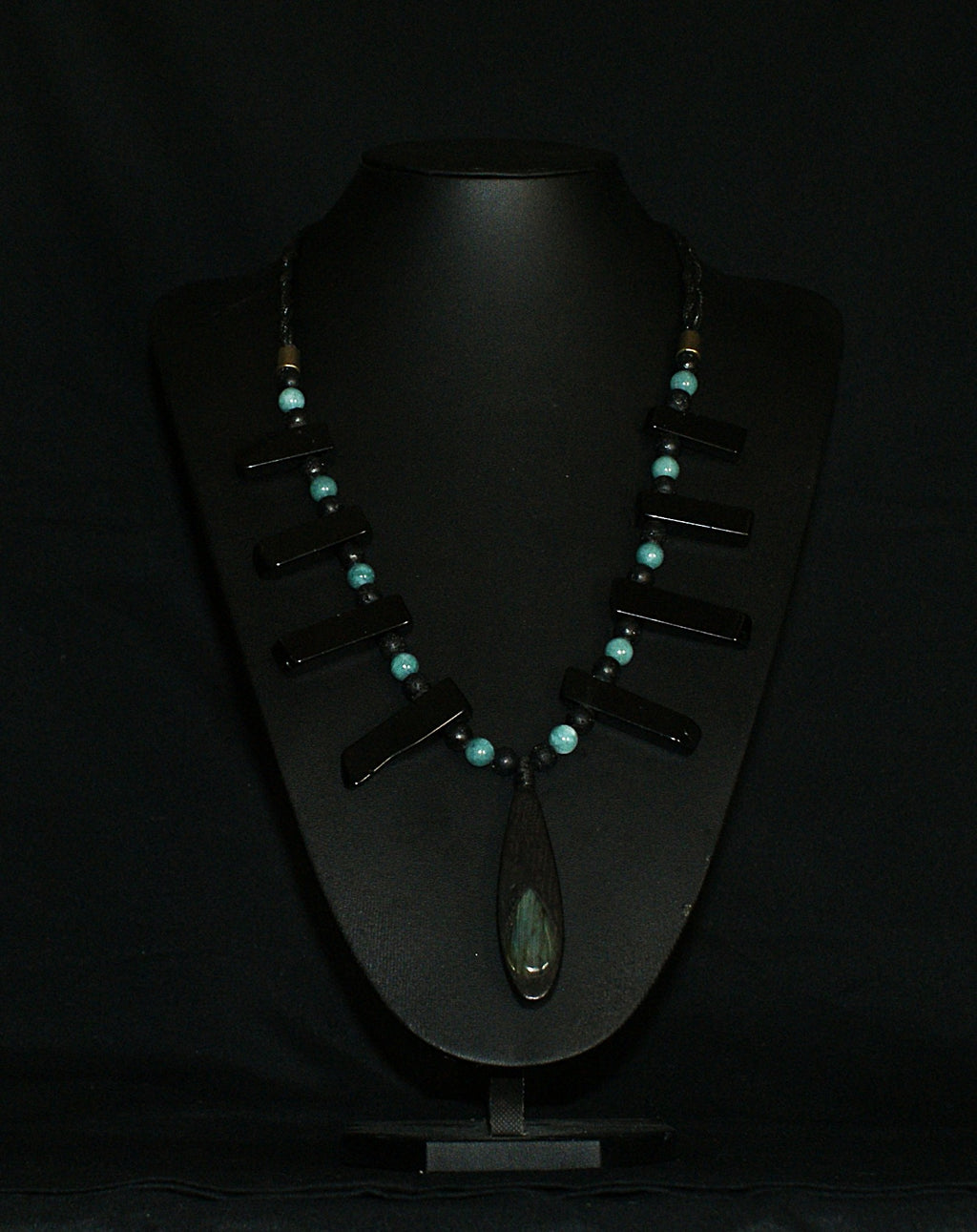 Labradorite & Bog Oak Pendant Necklace — One of a Kind