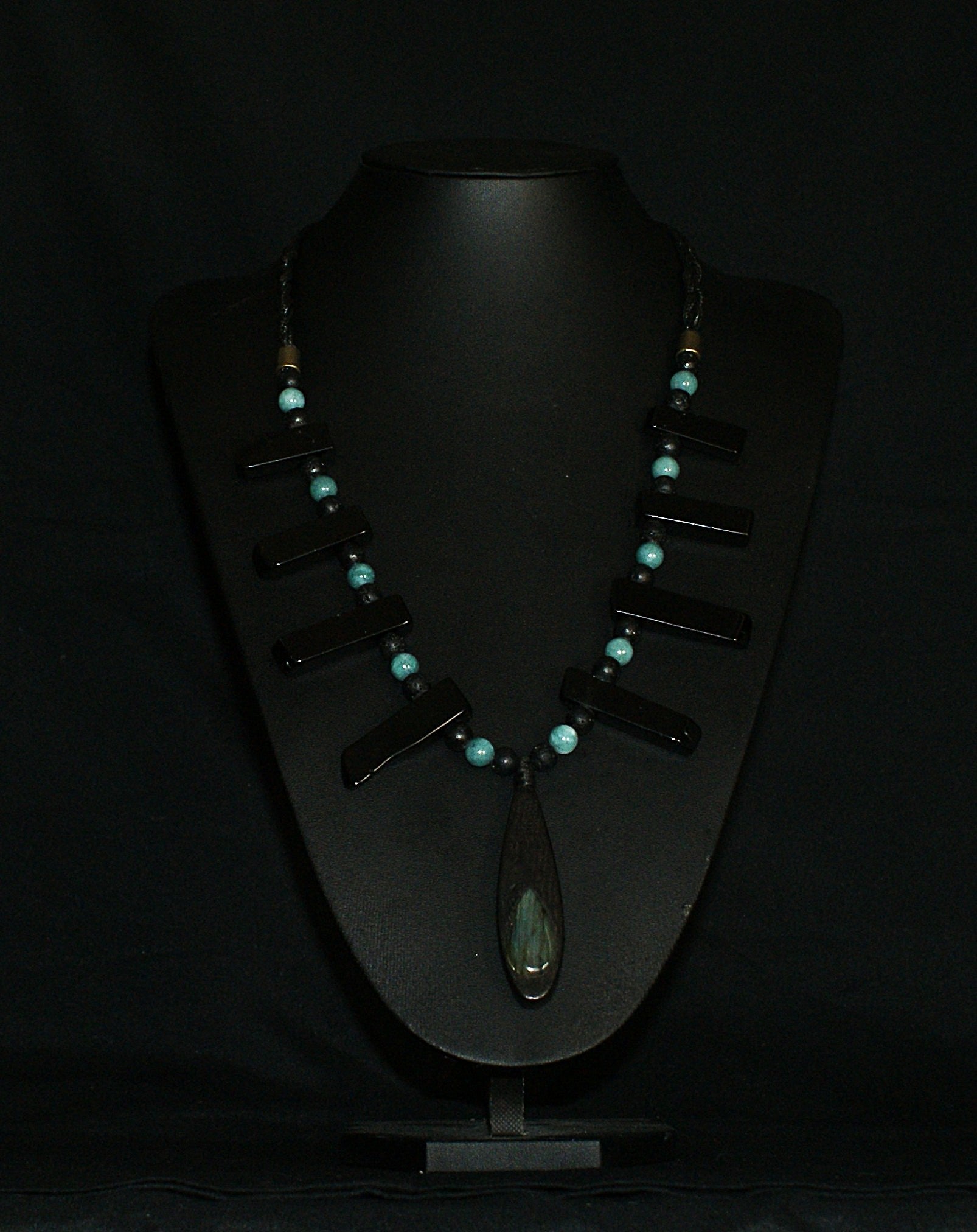 Labradorite & Bog Oak Pendant Necklace — One of a Kind