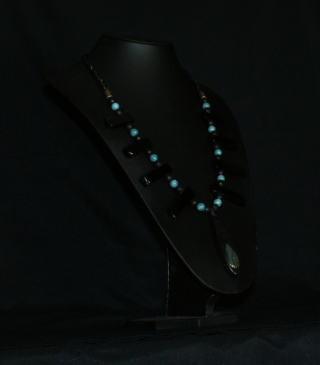 Labradorite & Bog Oak Pendant Necklace — One of a Kind