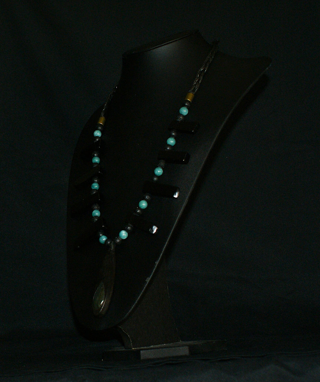 Labradorite & Bog Oak Pendant Necklace — One of a Kind