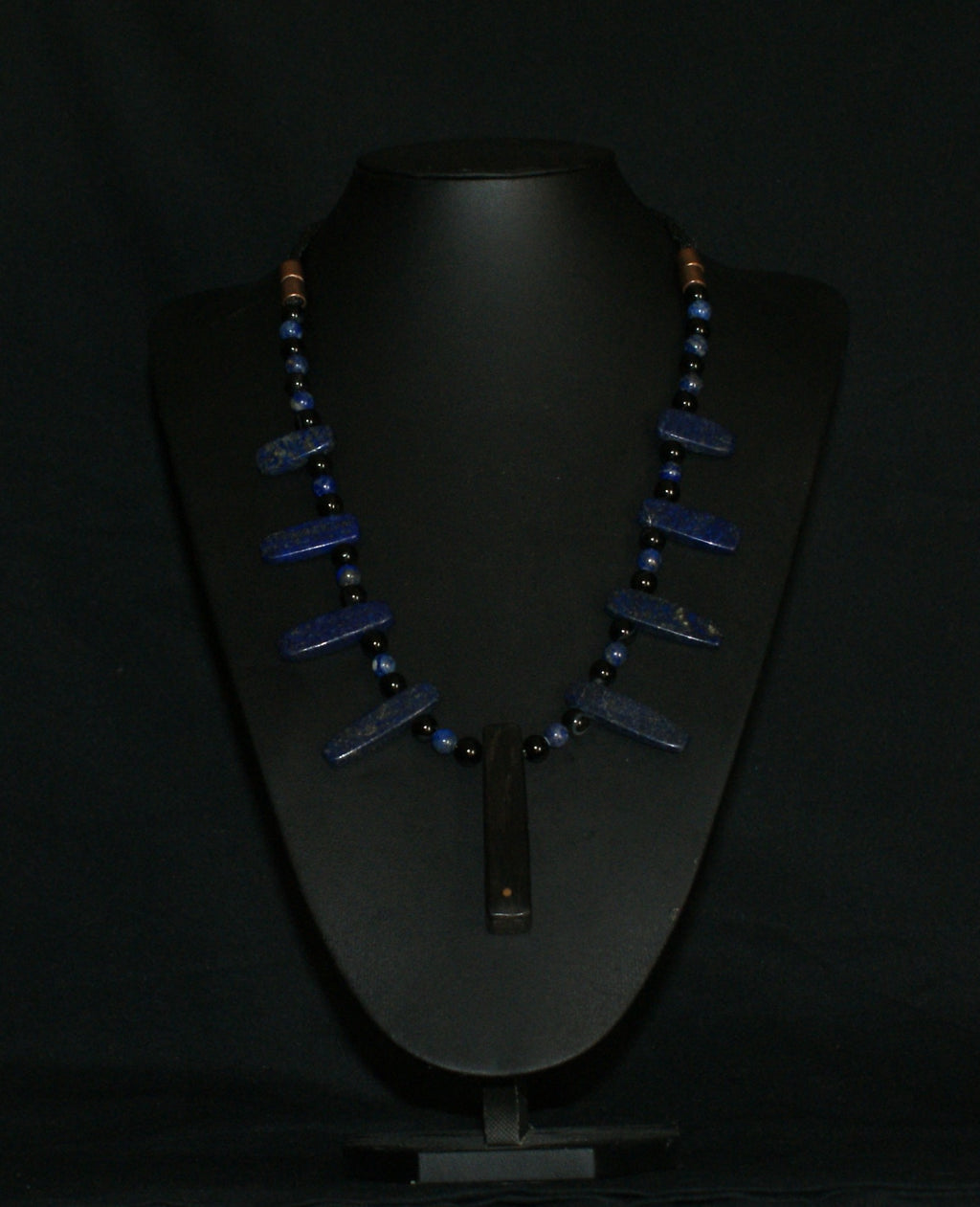 Lapis Lazuli & Bog Oak Pendant Necklace — One of a Kind