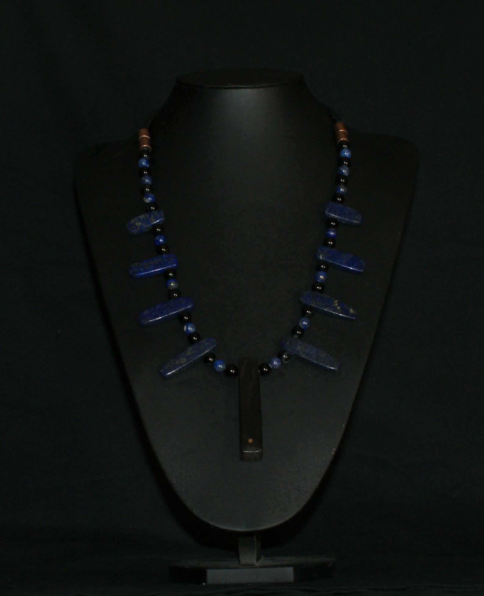 Lapis Lazuli & Bog Oak Pendant Necklace — One of a Kind