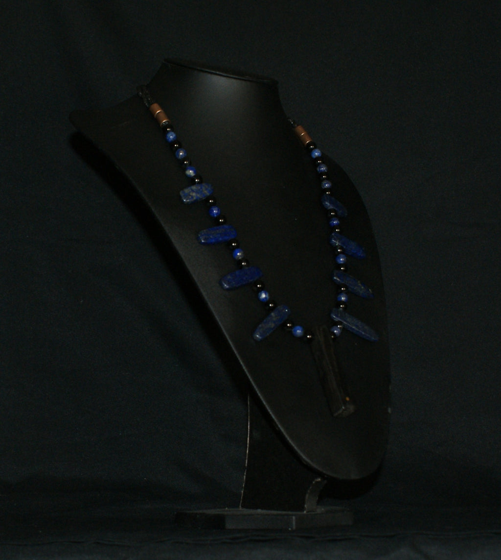 Lapis Lazuli & Bog Oak Pendant Necklace — One of a Kind