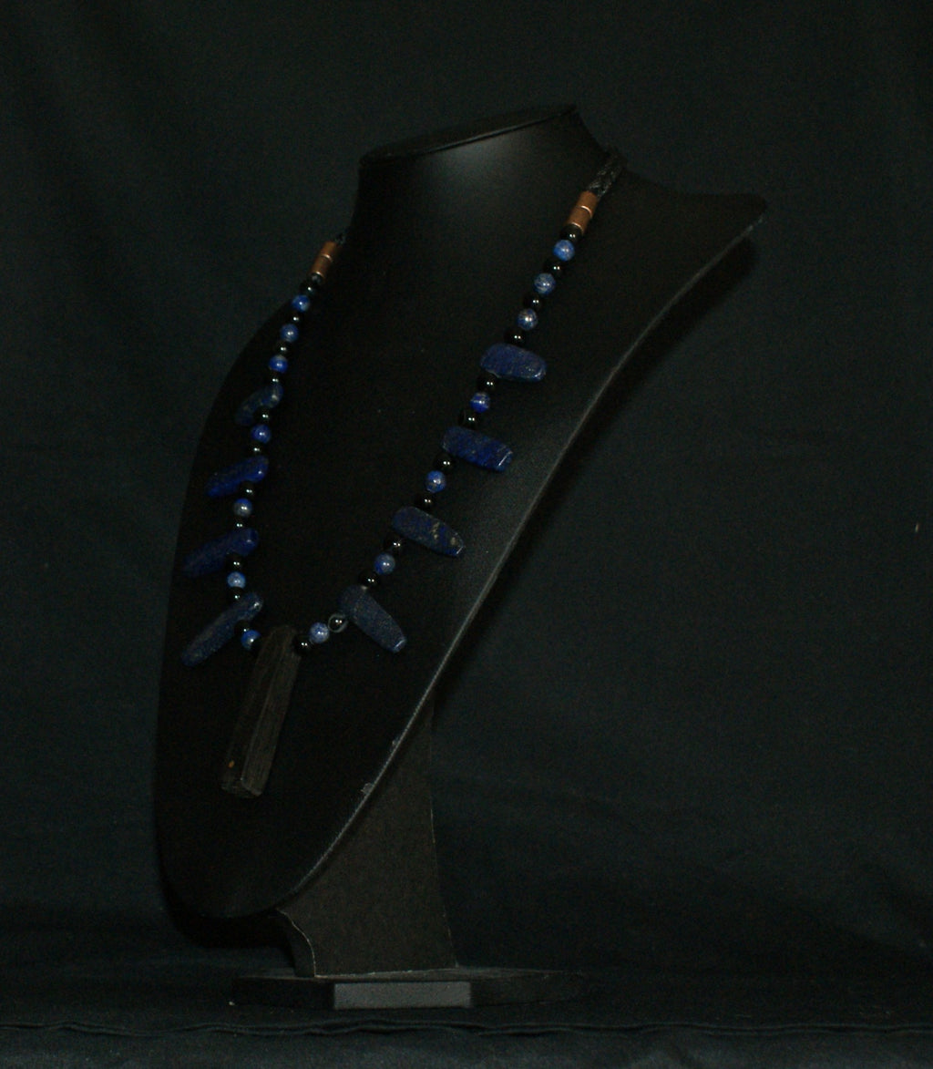 Lapis Lazuli & Bog Oak Pendant Necklace — One of a Kind