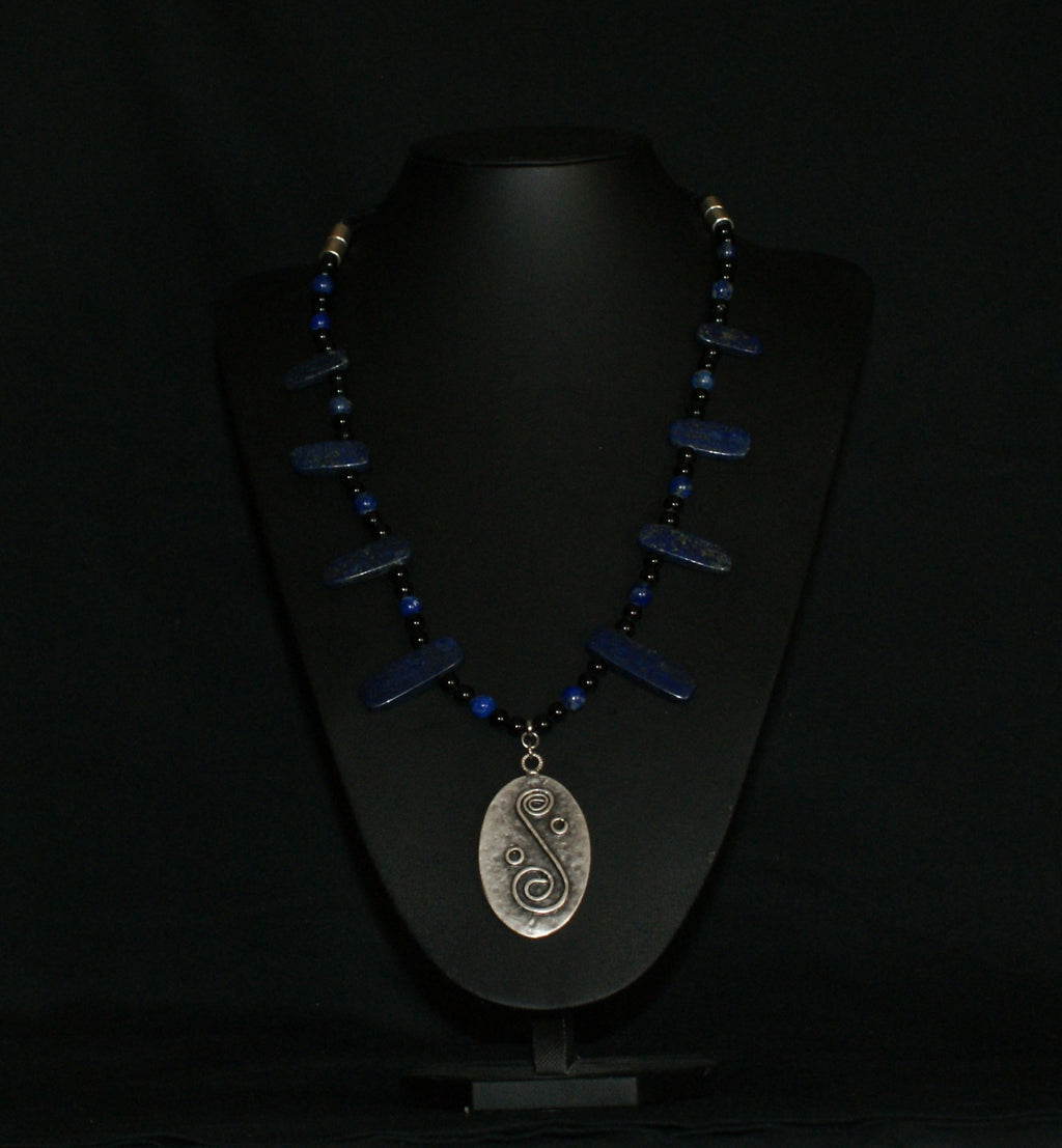 Lapis Lazuli & Spiral Pendant Necklace — One of a Kind