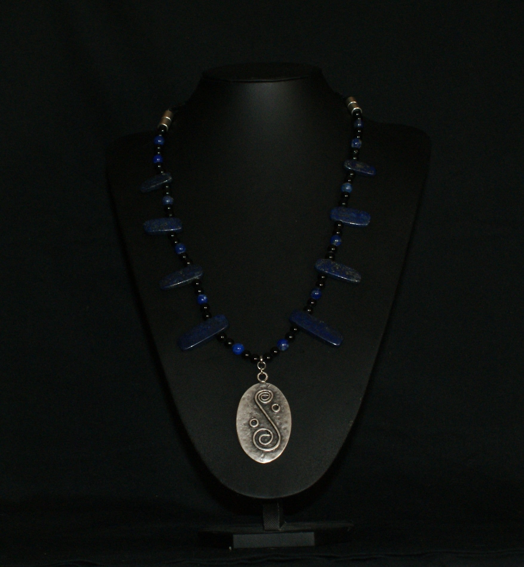 Lapis Lazuli & Spiral Pendant Necklace — One of a Kind