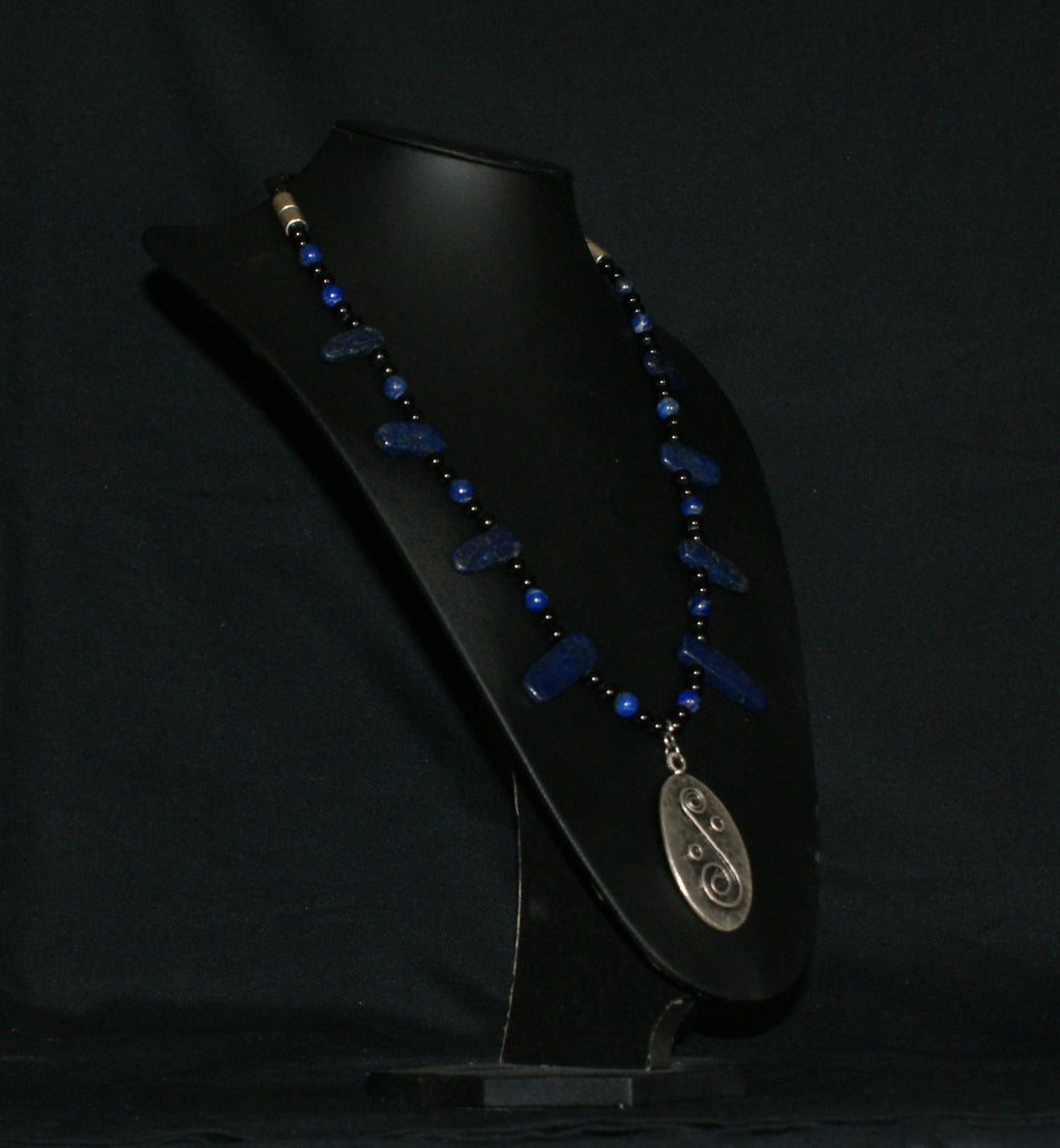 Lapis Lazuli & Spiral Pendant Necklace — One of a Kind