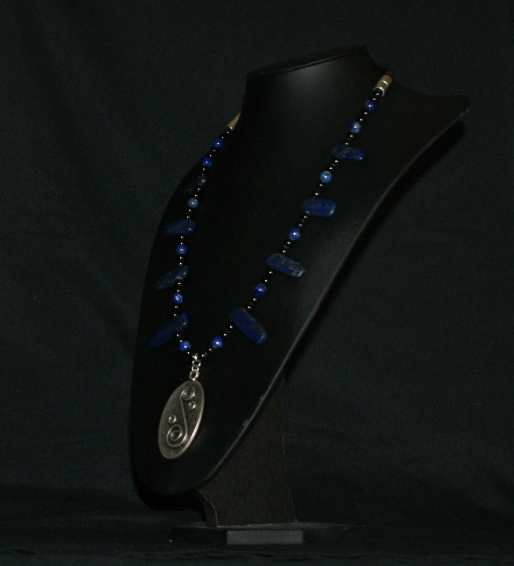 Lapis Lazuli & Spiral Pendant Necklace — One of a Kind