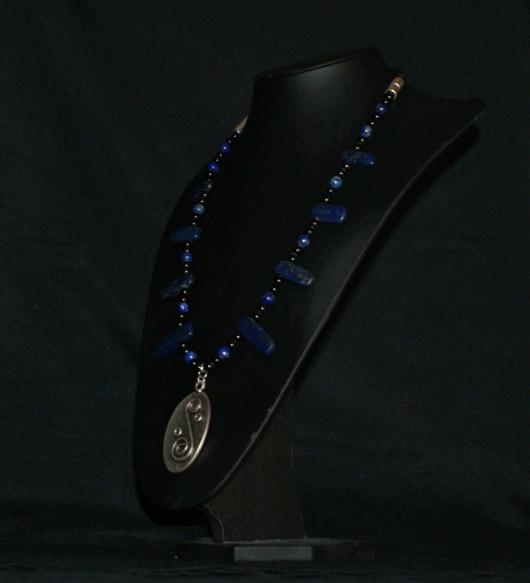 Lapis Lazuli & Spiral Pendant Necklace — One of a Kind