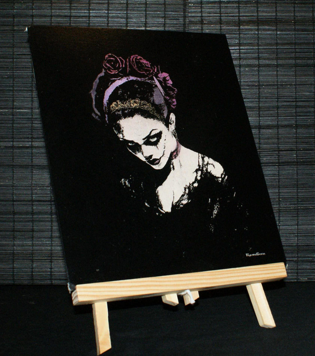 MIDNIGHT MUSE, Sgraffito, on canvas board, Goth Art, unique artwork