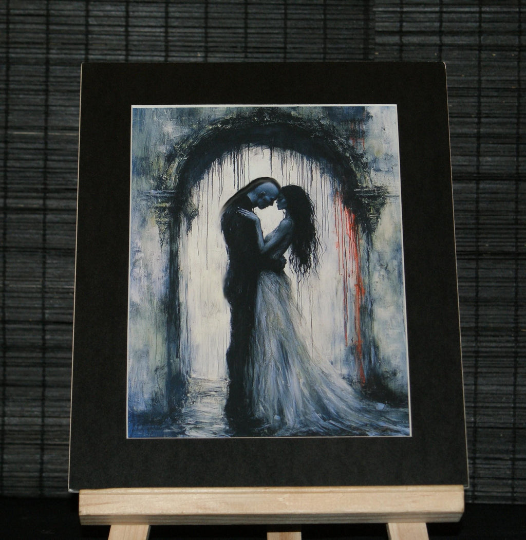BEYOND THE THRESHOLD, Goth Art, Gothic Romance Art Print, Lovers Beneath Archway