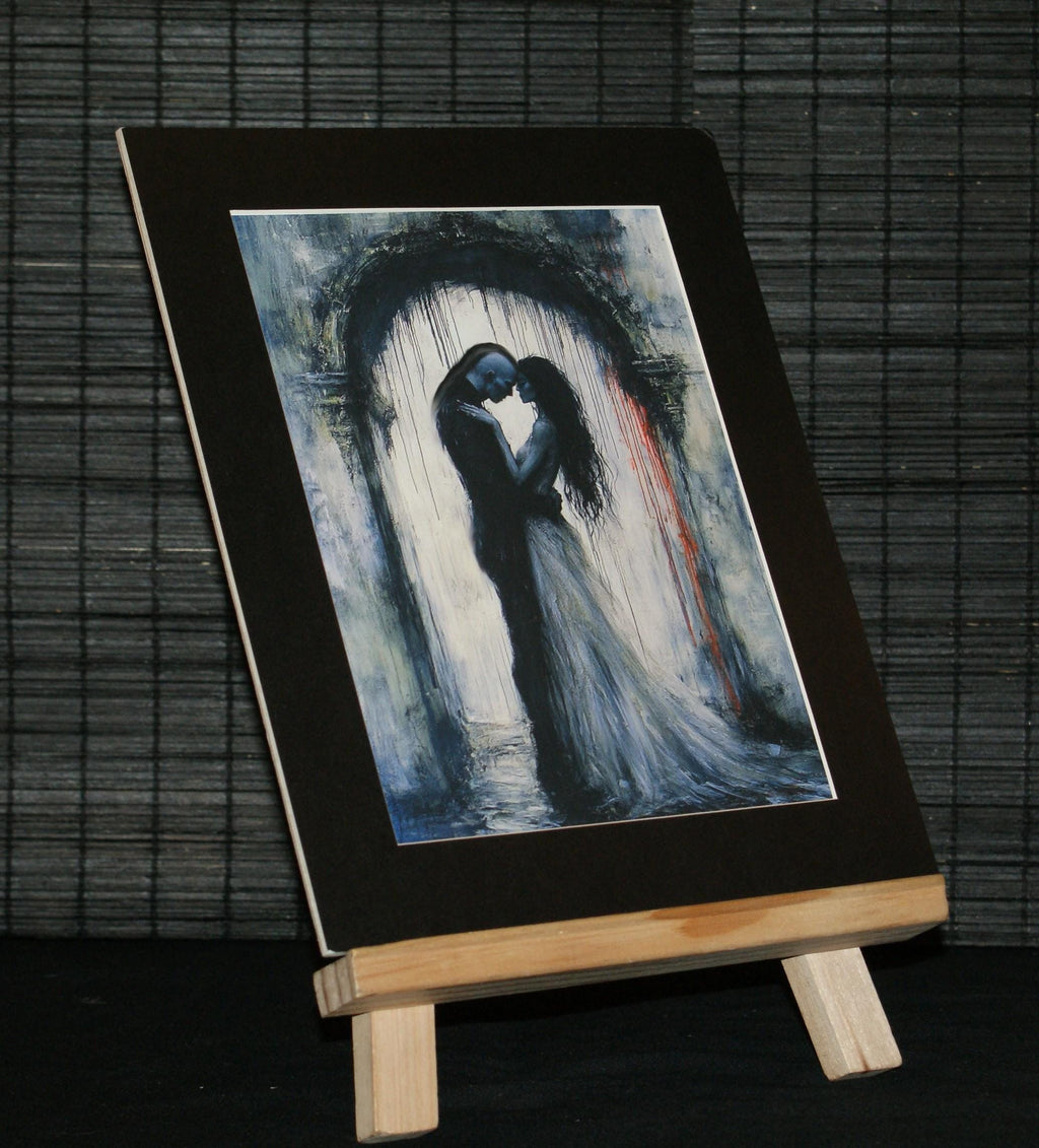 BEYOND THE THRESHOLD, Goth Art, Gothic Romance Art Print, Lovers Beneath Archway