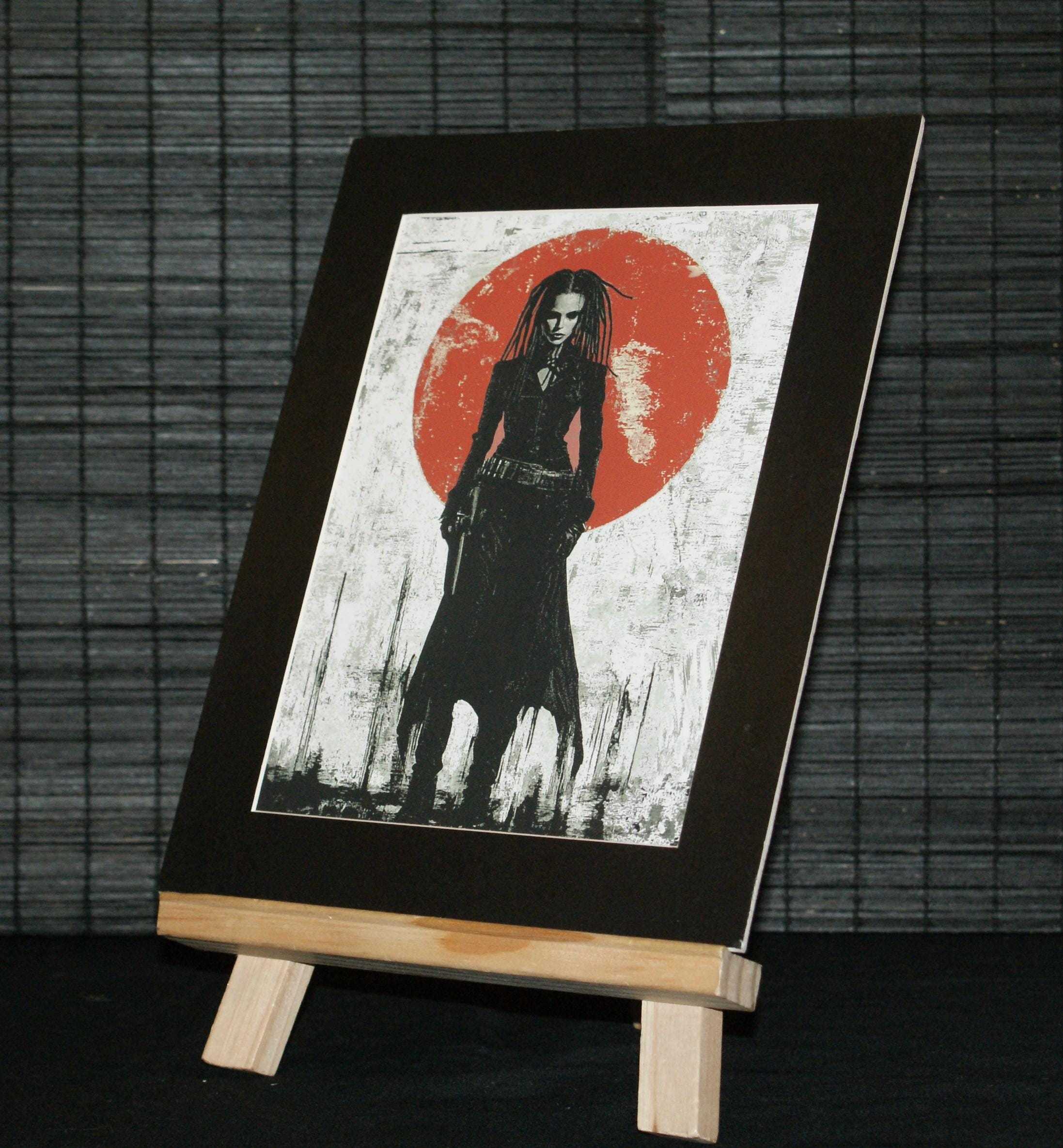 BLOOD MOON SENTINEL,  One of a Kind Dark Art Print,