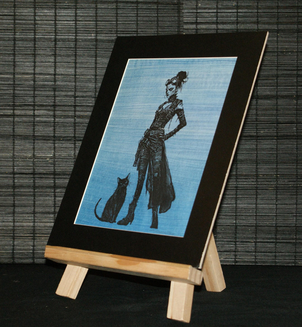 STEEL AND SHADOW, Steam punk, goth, Fantasy art, Mixed Media Print
