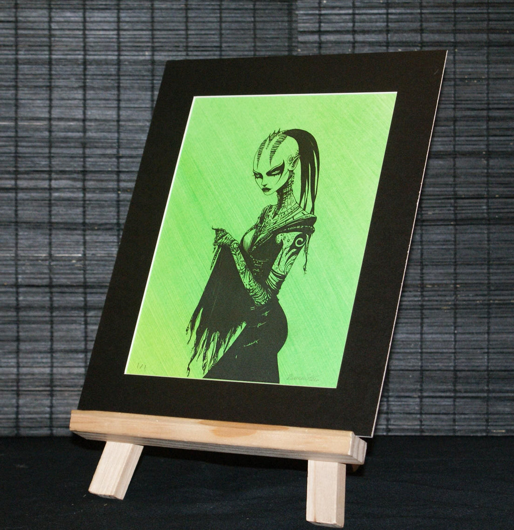 NEON ORACLE. Distinctive mixed-media futuristic, dark graphic art, art print