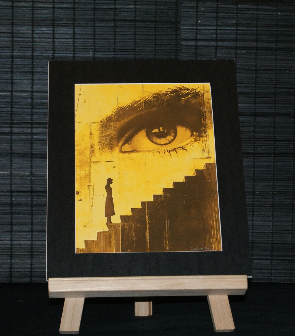 WATCHER on the STAIRS. film-inspired, atmospheric, Giallo influenced art print.