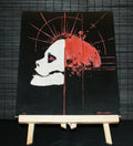 SPLIT CONSCIOUSNESS, Sgraffito on canvas board, unique artwork, Goth Art,