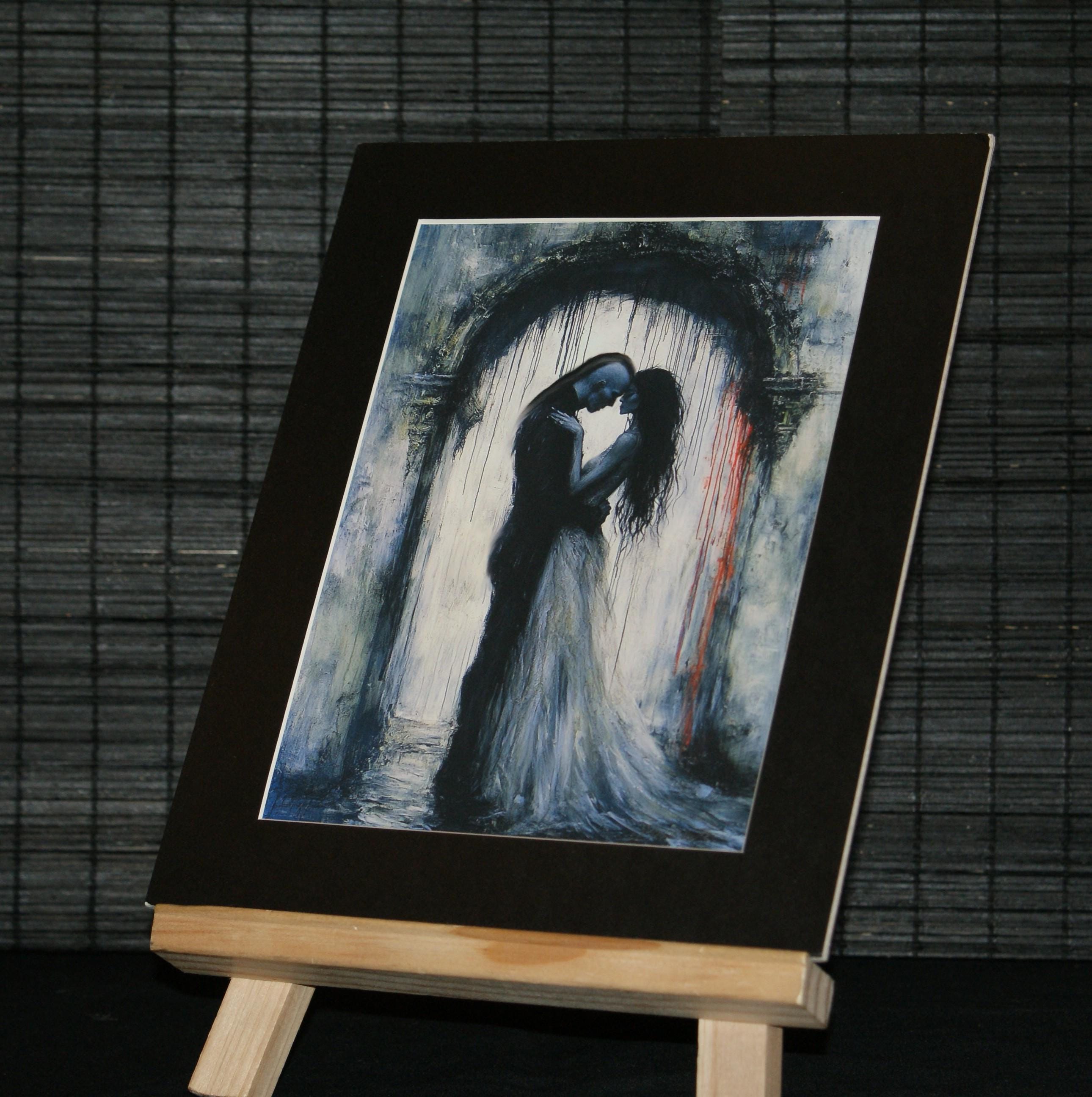 BEYOND THE THRESHOLD, Goth Art, Gothic Romance Art Print, Lovers Beneath Archway