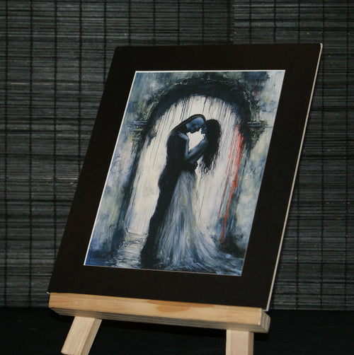BEYOND THE THRESHOLD, Goth Art, Gothic Romance Art Print, Lovers Beneath Archway
