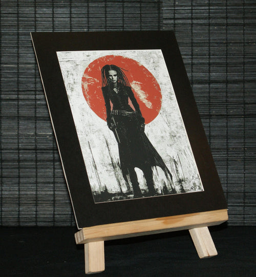 BLOOD MOON SENTINEL,  One of a Kind Dark Art Print,