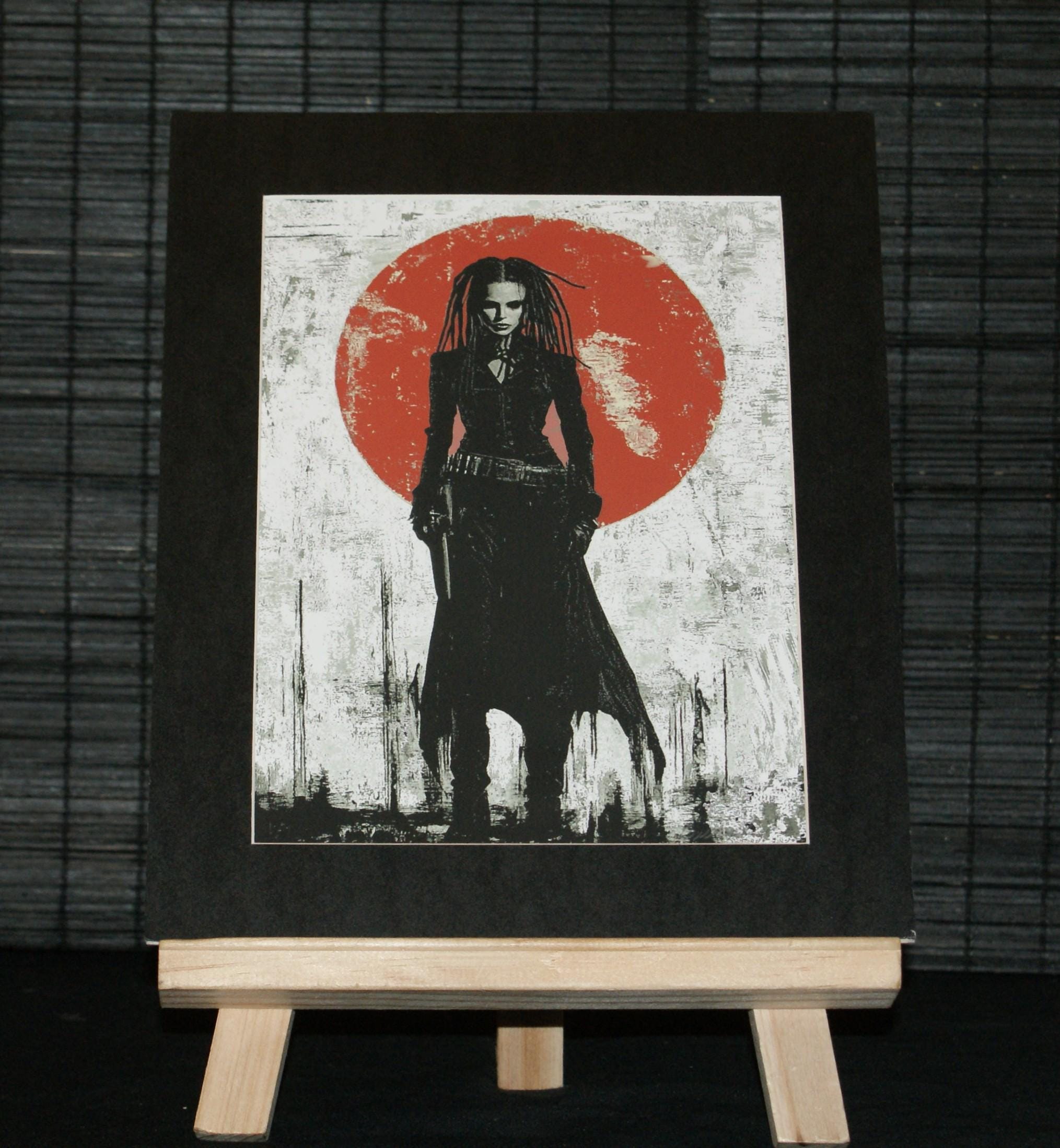 BLOOD MOON SENTINEL,  One of a Kind Dark Art Print,