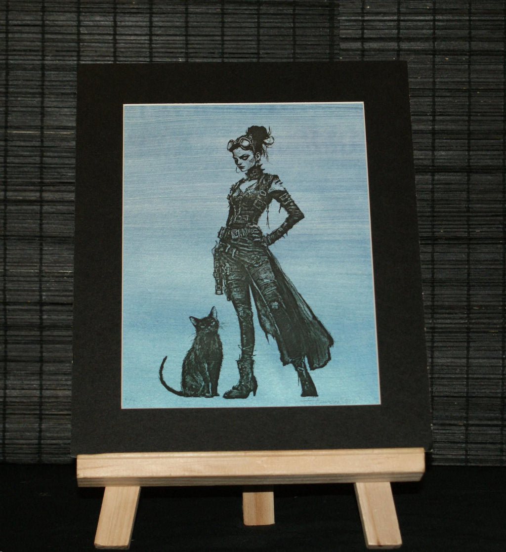 STEEL AND SHADOW, Steam punk, goth, Fantasy art, Mixed Media Print