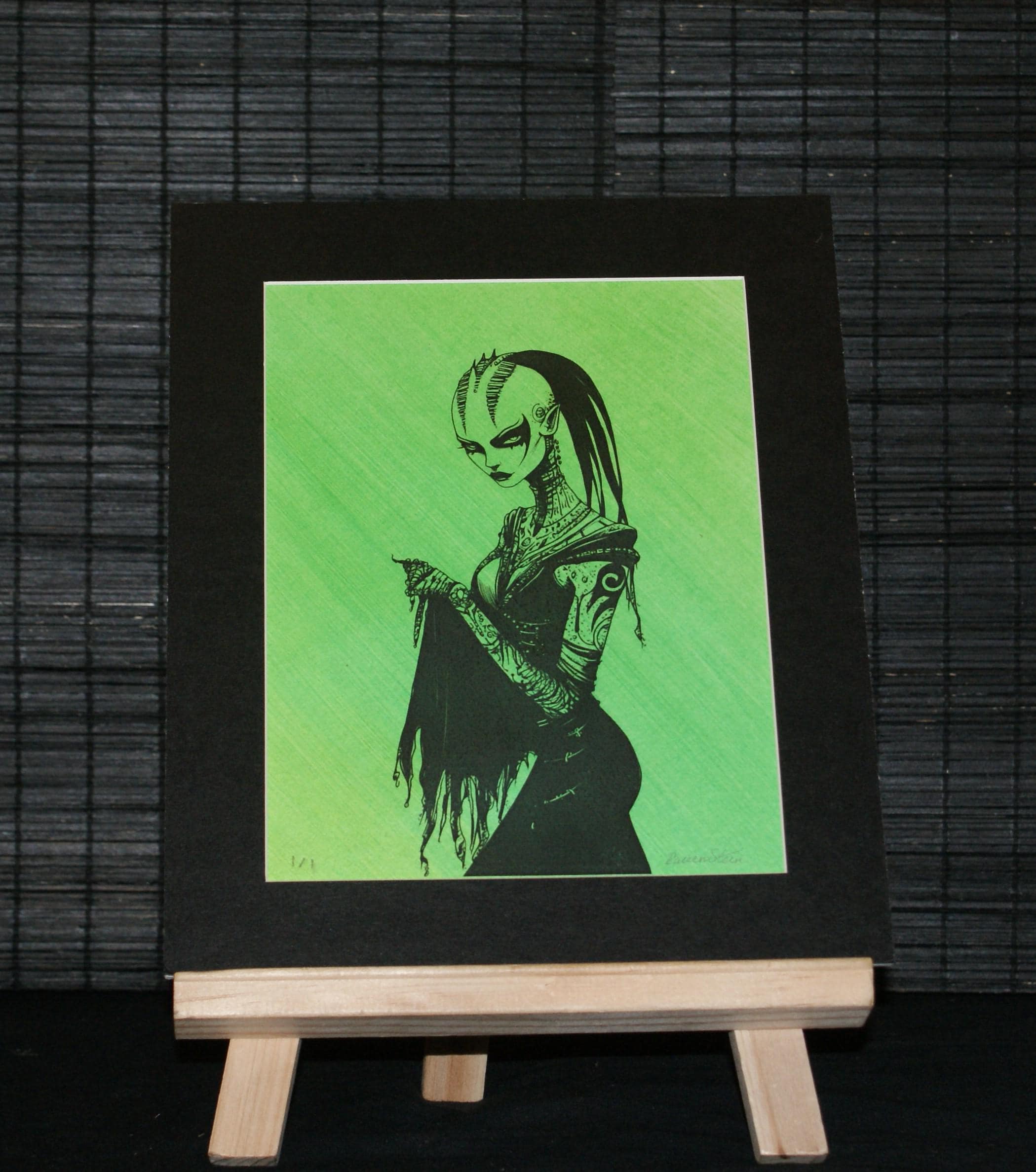 NEON ORACLE. Distinctive mixed-media futuristic, dark graphic art, art print