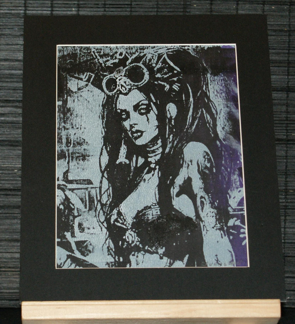 LILLY TANKENSTEIN. Handcrafted art, gel plate print, one of a kind, goth art
