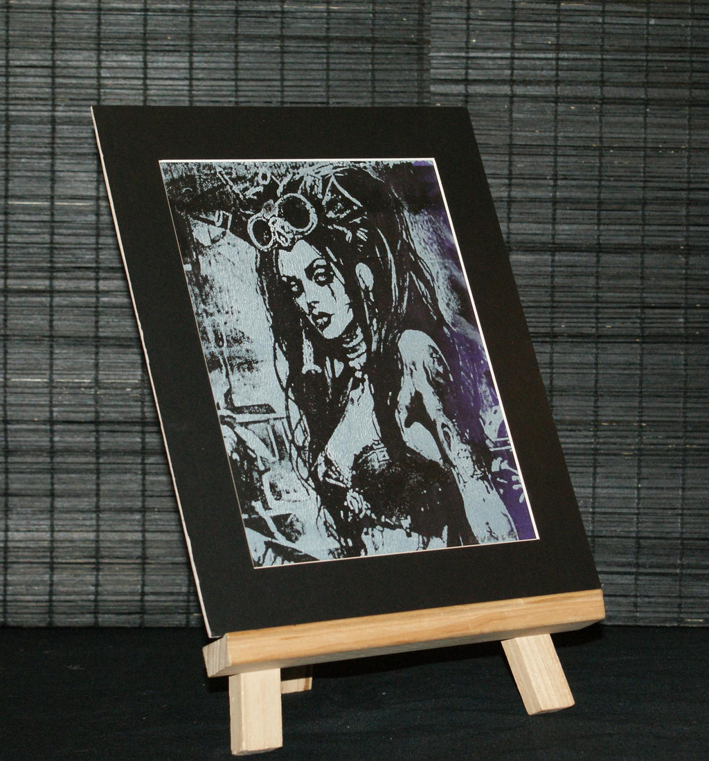 LILLY TANKENSTEIN. Handcrafted art, gel plate print, one of a kind, goth art