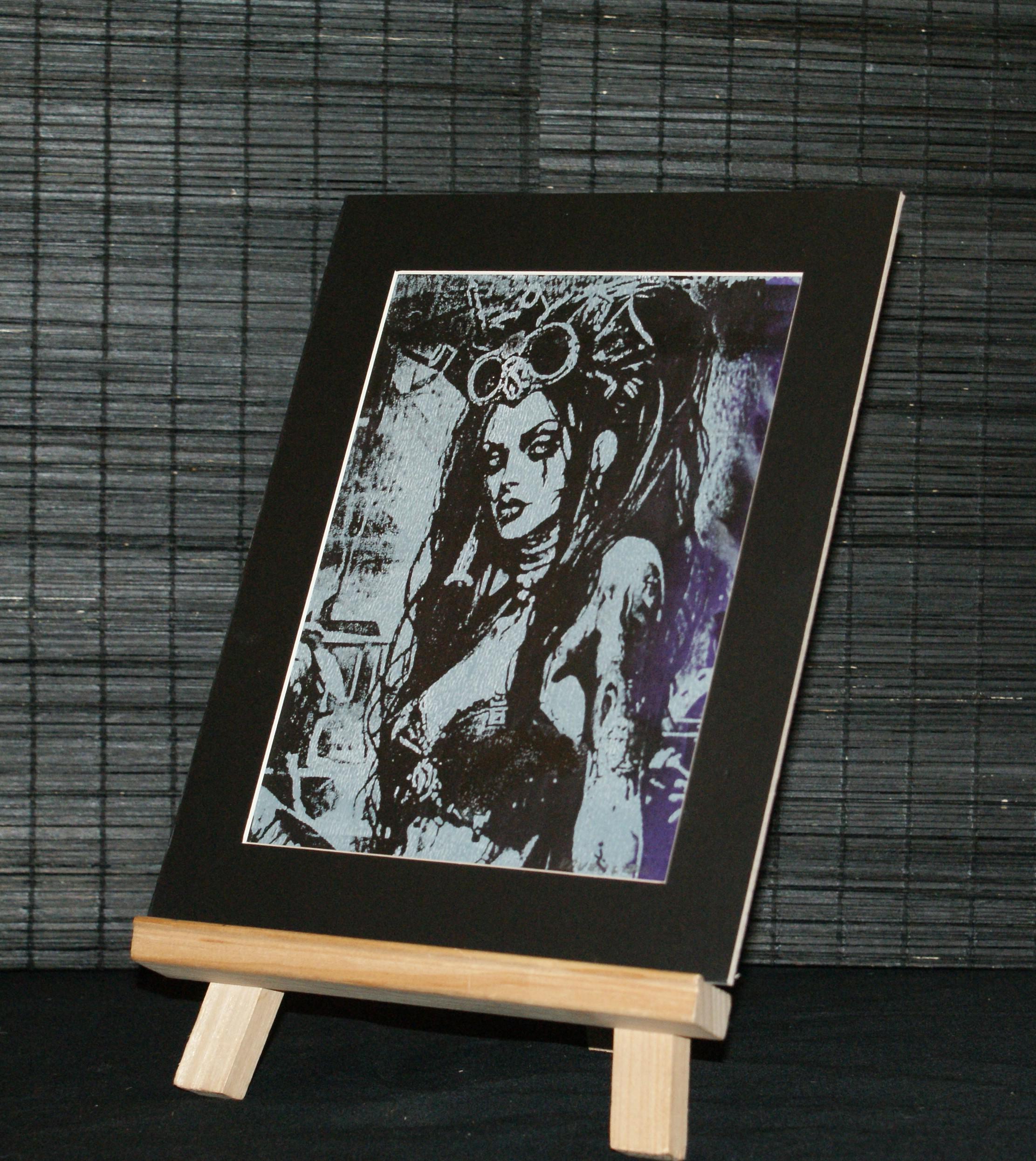 LILLY TANKENSTEIN. Handcrafted art, gel plate print, one of a kind, goth art