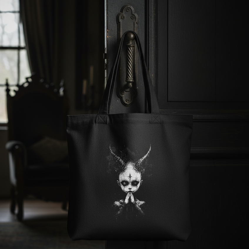 Silent Benediction Tote Bag Dark Gothic Setting